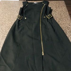 Calvin Klein Black and Gold Zipper Dress